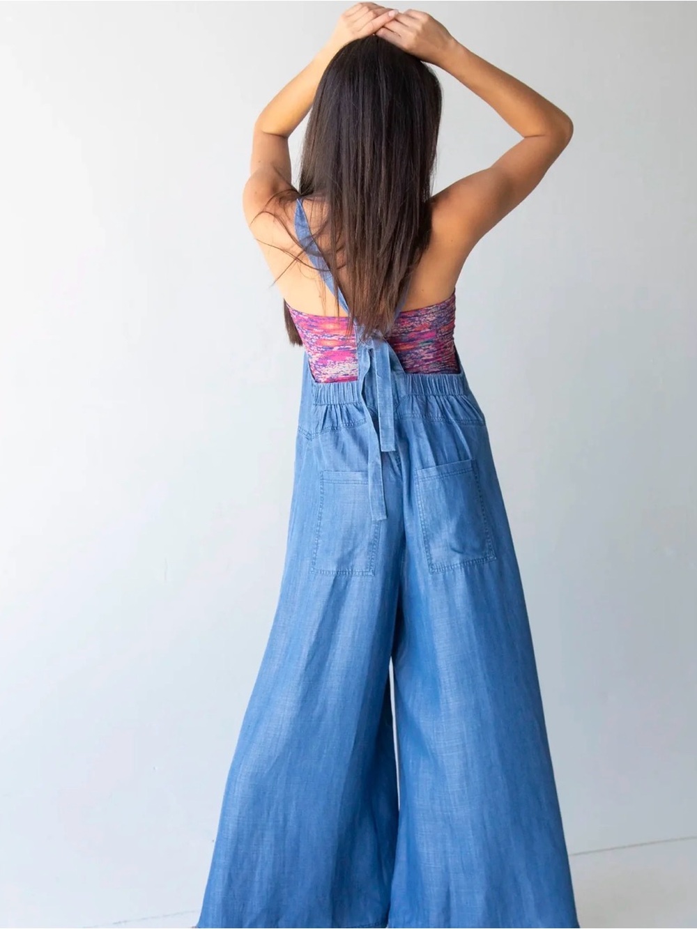 Adorable Natural Life Tie-back Rust Printed Overalls - Picture 4 of 4